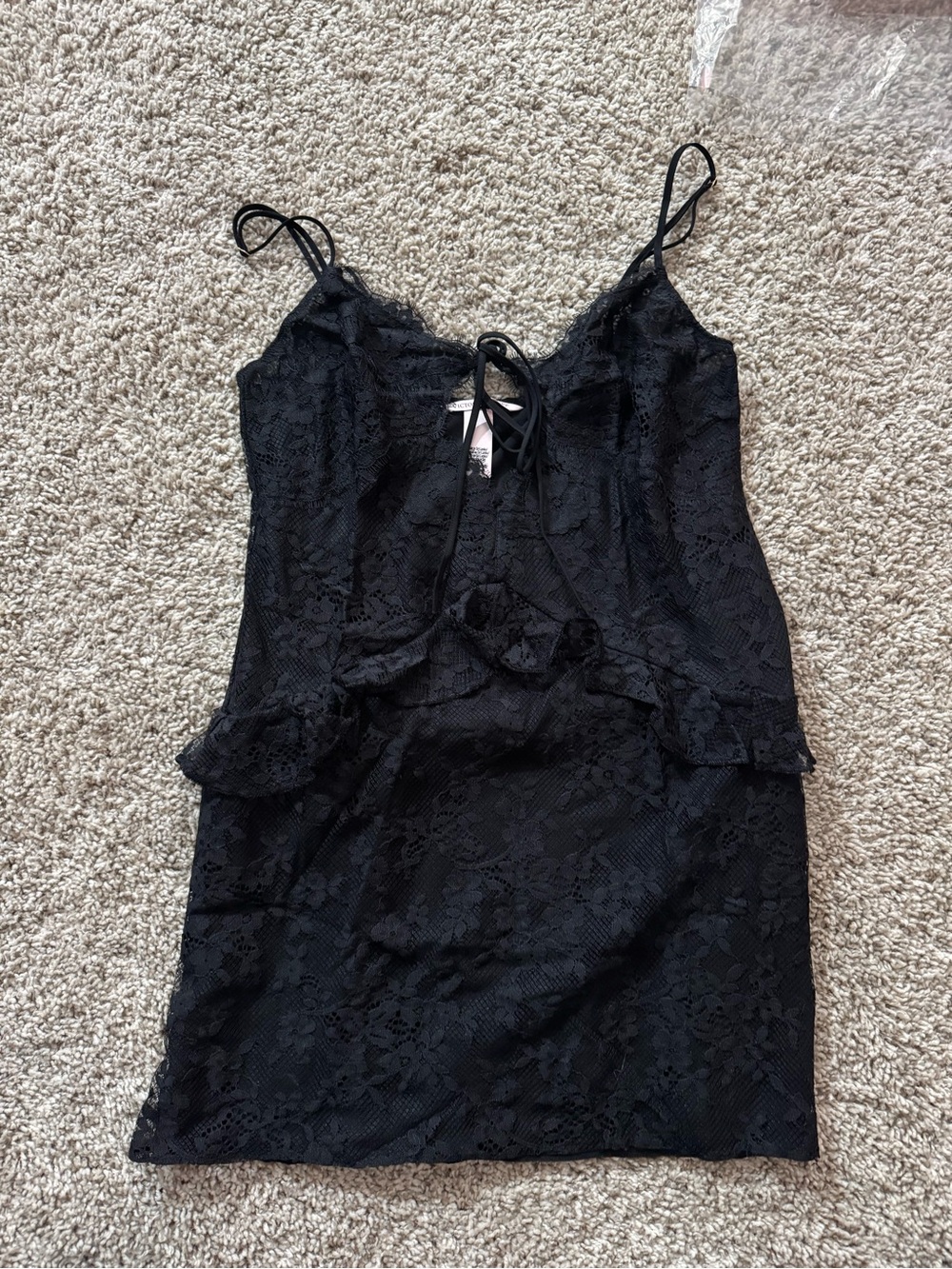 Victoria's Secret Black Lace Tie-Front Slip